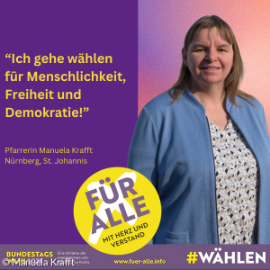 Pfarrerin Manuela Krafft ruft zur Bundestagswahl auf